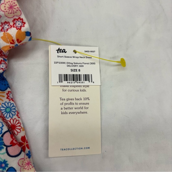 NEW Tea Collection Wrap Neck Dress Ditsy Sakura Floral Size 8 - Picture 4 of 5
